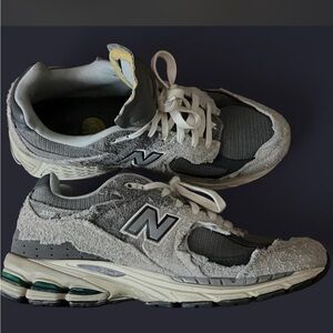 New Balance Grey and White 2002R Runner Sneakers